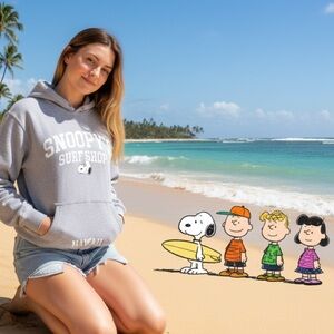 Peanuts Snoopy’s Surf Shop Hawaii Gray Sweatshirt - Size Medium